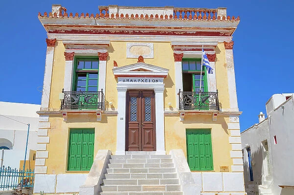 Serifos Town Hall, Chora central square, Chora, Serifos Island, Cyclades Islands, Greece