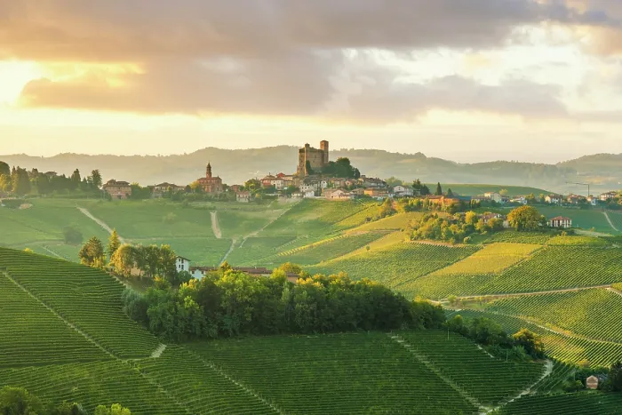 Framed Print : Serralunga d'Alba village and its vineyards at sunrise. Serralunga d'Alba, Langhe region, Cuneo province, Piedmont, Italy Framed Print : Serralunga d'Alba village and its vineyards at sunrise. Serralunga d'Alba, Langhe region, Cuneo province, Piedmont, Italy