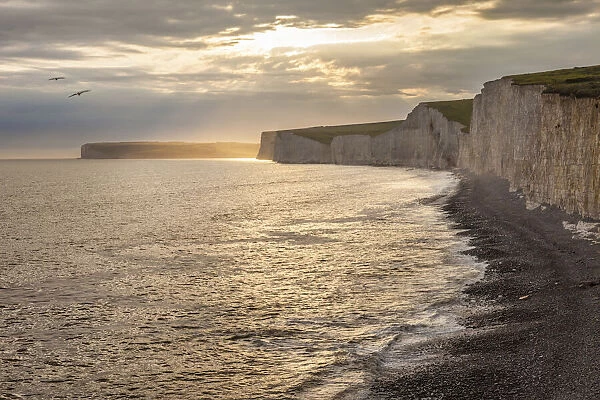 The Seven Sisters chalk cliffs at Birling Gap, East Sussex, England
