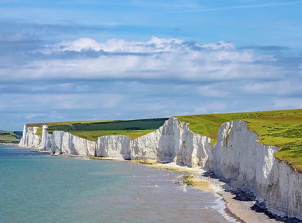 Seven Sisters Cliffs, elevated view, Birling Gap, East Sussex, England, United Kingdom