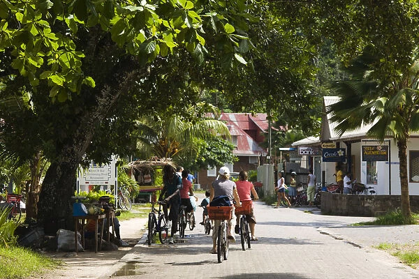 Seychelles, La Digue Island, La Passe, morning commuters