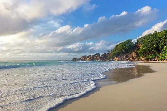 Framed Print : Seychelles, La Digue, Petite Anse beach, Indian Ocean Framed Print : Seychelles, La Digue, Petite Anse beach, Indian Ocean