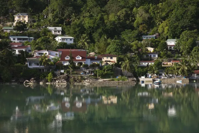 Framed Print : Seychelles, Mahe Island, Cascade, waterfront town Framed Print : Seychelles, Mahe Island, Cascade, waterfront town