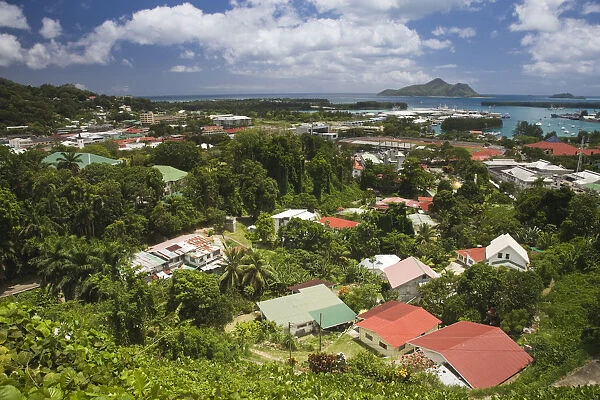 Seychelles, Mahe Island, Victoria, overview from Liberation Road