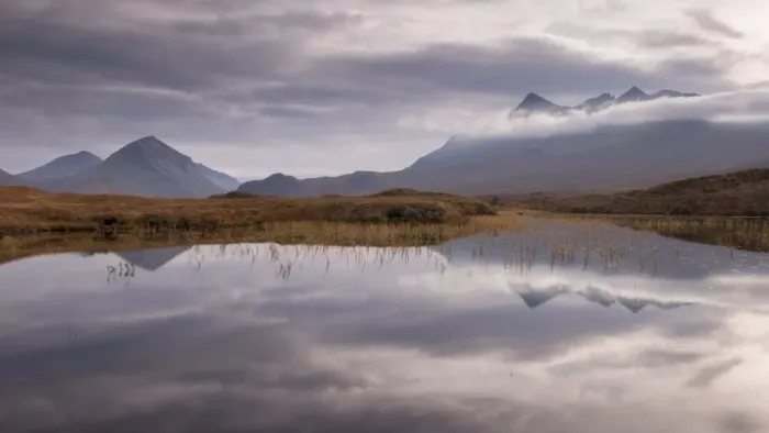 Framed Print : Sgurr nan Gillean mountain reflected in Loch nan Eilean, Glen Sligachan, Isle of SKye, Scotland