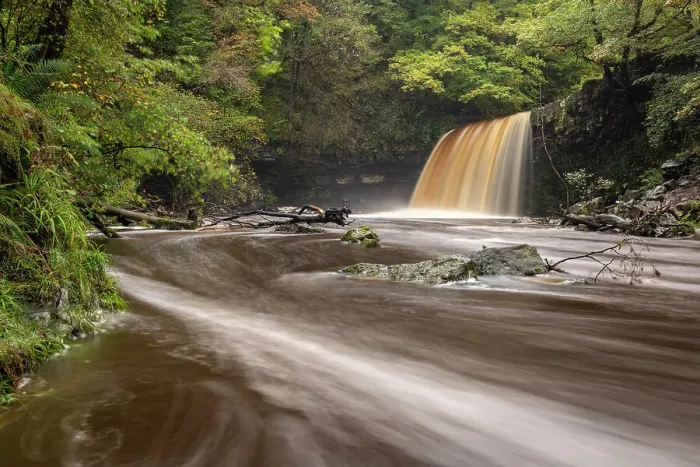 Framed Print : Sgwd Gwladys waterfall near Pontneddfechan, Brecon Beacons National Park, Powys, Wales. Autumn (October) 2021 Framed Print : Sgwd Gwladys waterfall near Pontneddfechan, Brecon Beacons National Park, Powys, Wales. Autumn (October) 2021