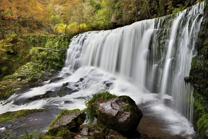 Framed Print : Sgwd Isaf Clun Gwyn waterfall on the Afon Mellte river near Ystradfellte, Brecon Beacons National Park, Wales, UK. Autumn (October) 2009 Framed Print : Sgwd Isaf Clun Gwyn waterfall on the Afon Mellte river near Ystradfellte, Brecon Beacons National Park, Wales, UK. Autumn (October) 2009