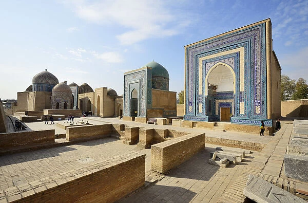 The Shah-i-Zinda Ensemble includes mausoleums and other ritual buildings of 9-14th