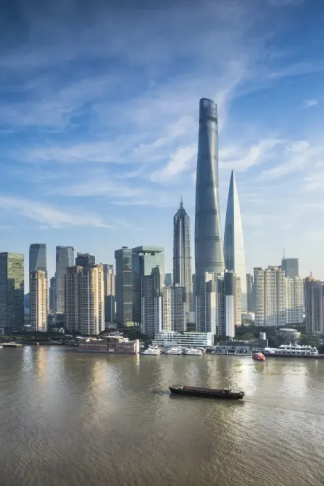 Framed Print : Shanghai Tower and the Pudong skyline across the Huangpu river, Shanghai, China