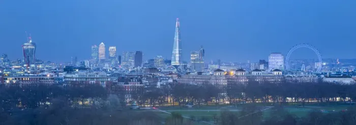 Framed Print : The Shard, Canary Wharf and London Eye above Hyde Park, London, England, UK Framed Print : The Shard, Canary Wharf and London Eye above Hyde Park, London, England, UK