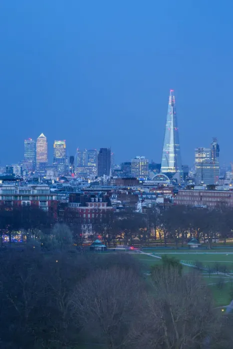 Framed Print : The Shard, Canary Wharf & London Skyline above Hyde Park, London, England, UK Framed Print : The Shard, Canary Wharf & London Skyline above Hyde Park, London, England, UK
