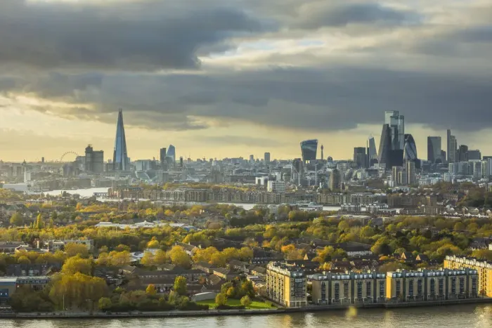 Framed Print : The Shard & City of London skyline from Canary Wharf, London, England Framed Print : The Shard & City of London skyline from Canary Wharf, London, England