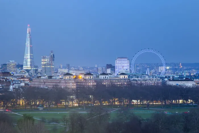 Framed Print : The Shard and London Eye above Hyde Park, London, England, UK Framed Print : The Shard and London Eye above Hyde Park, London, England, UK