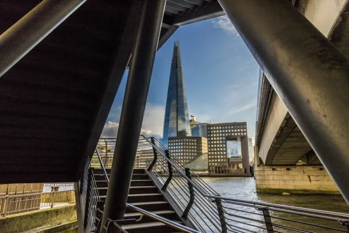 Framed Print : Shard and River Thames, London, England Framed Print : Shard and River Thames, London, England