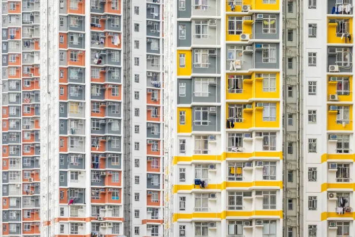 Framed Print : Shek Kip Mei Estate public housing apartment block towers, Shek Kip Mei, Kowloon