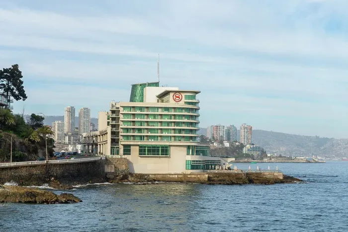 Framed Print : Sheraton Miramar hotel by sea against sky, Vina del Mar, Valparaiso Province, Valparaiso Region, Chile