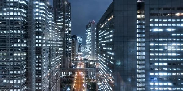 Shinjuku skyscraper district at night, Tokyo, Japan