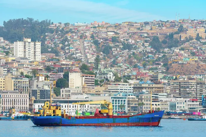 Framed Print : Ship near Port of Valparaiso with city in background, Valparaiso, Valparaiso Province, Valparaiso Region, Chile Framed Print : Ship near Port of Valparaiso with city in background, Valparaiso, Valparaiso Province, Valparaiso Region, Chile
