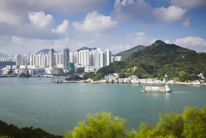 Framed Print : Ship passing stilt village of Lei Yue Mun on Lei Yue Mun Channel, Kowloon, Hong Kong Framed Print : Ship passing stilt village of Lei Yue Mun on Lei Yue Mun Channel, Kowloon, Hong Kong