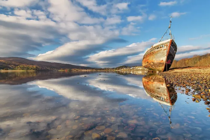 Framed Print : Shipwreck along Loch Eil, Corpach, Highland Region, Scotland Framed Print : Shipwreck along Loch Eil, Corpach, Highland Region, Scotland
