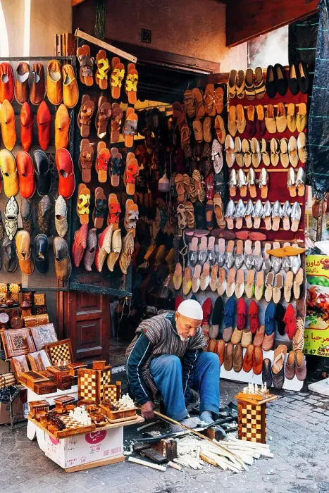 Framed Print : Shoe seller, Souk, Marrakech, Morocco Framed Print : Shoe seller, Souk, Marrakech, Morocco