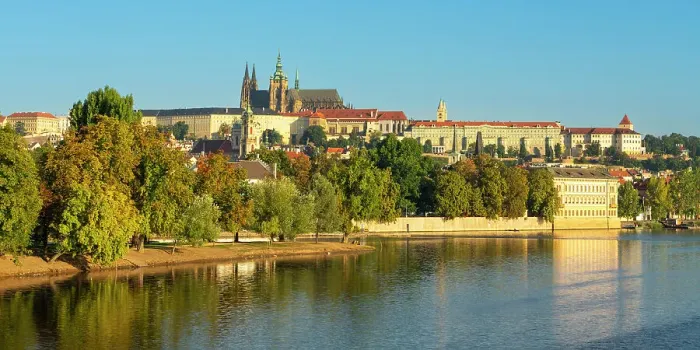 Framed Print : Shooter's island and Prague Castle, UNESCO, Prague, Bohemia, Czech Republic
