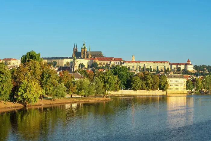 Framed Print : Shooter's island and Prague Castle, UNESCO, Prague, Bohemia, Czech Republic