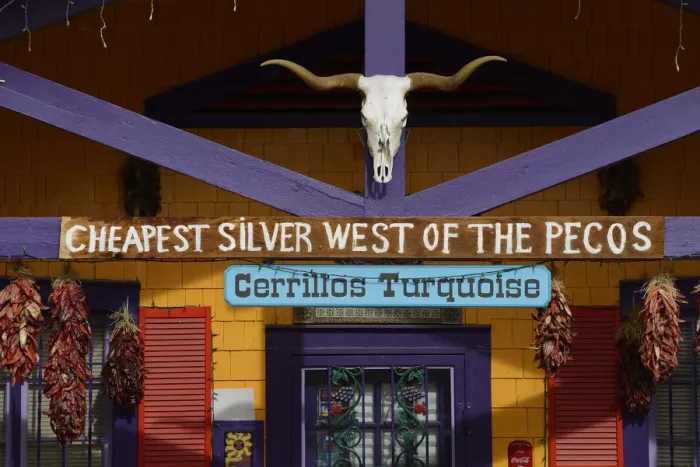 Framed Print : A shop in Madrid selling silver, New Mexico, USA