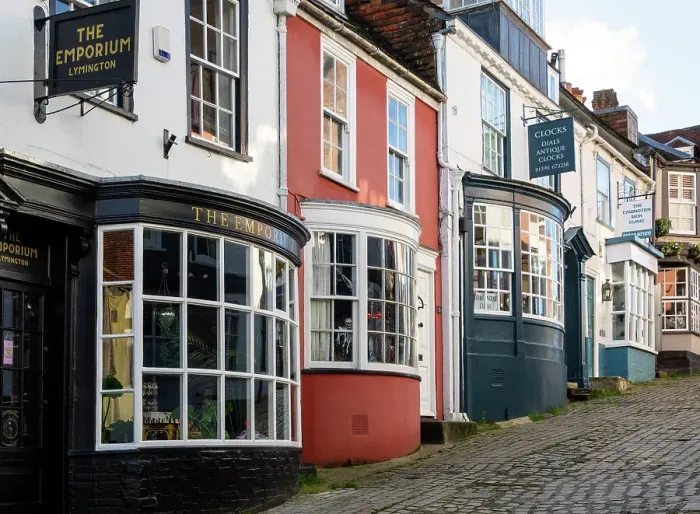 Framed Print : Shops on Quay Hill, Lymington, New Forest, Hampshire, England Framed Print : Shops on Quay Hill, Lymington, New Forest, Hampshire, England