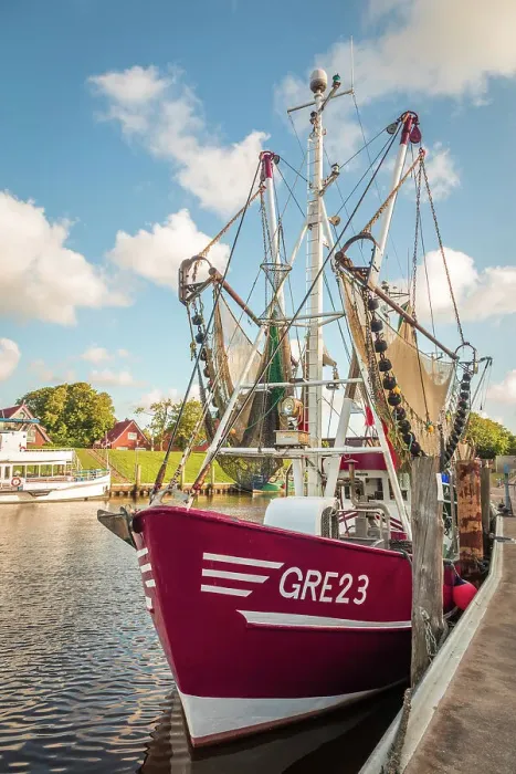 Framed Print : Shrimp boats in the harbor of Greetsiel at sunset, East Frisia, Lower Saxony, Germany Framed Print : Shrimp boats in the harbor of Greetsiel at sunset, East Frisia, Lower Saxony, Germany