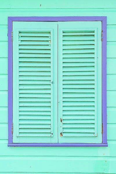 Shuttered window, Bequia Island, Grenadine Islands, Saint Vincent and the Grenadines, Caribbean
