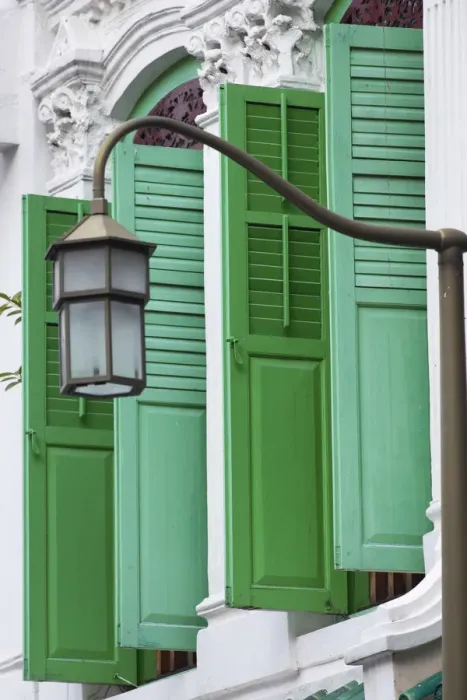 Framed Print : Shutters of traditional house, Chinatown, Singapore Framed Print : Shutters of traditional house, Chinatown, Singapore
