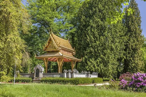Siamese temple Thai-Sala in the spa gardens of Bad Homburg vor der Hohe, Taunus, Hesse, Germany