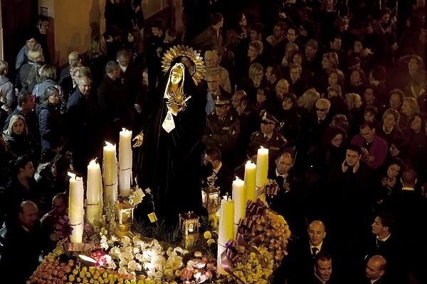 Sicily, Italy, Western Europe; The Addolorata during the Misteri procession on Good Friday