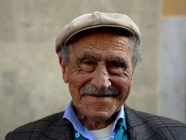 Sicily, Italy, Western Europe; An elderly Sicilian from Trapani