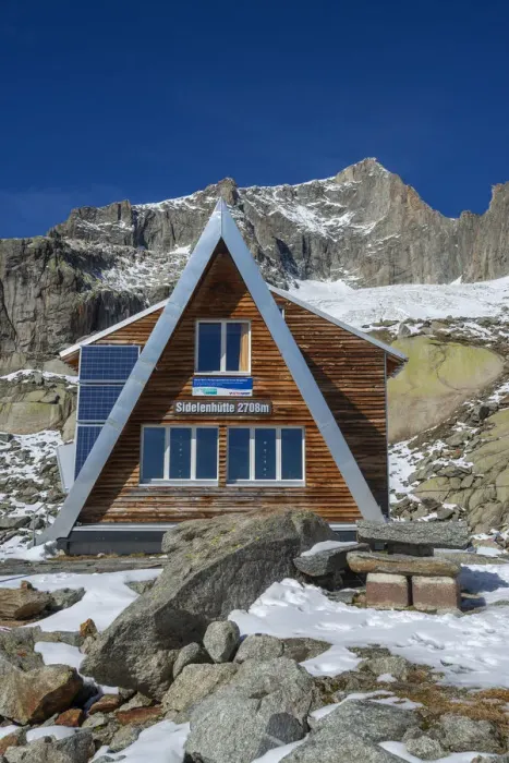Framed Print : Sidelen mountain hut with Galenstock, Uri, Switzerland Framed Print : Sidelen mountain hut with Galenstock, Uri, Switzerland