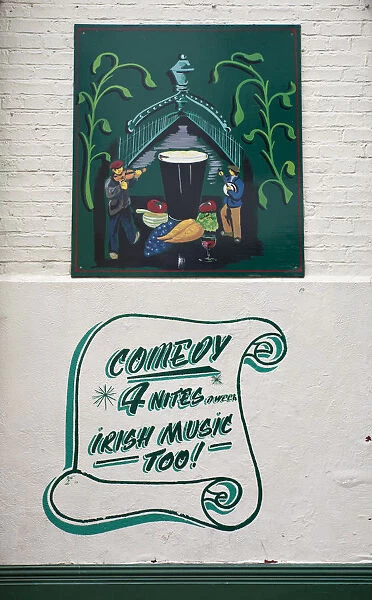Sign for comedy and music events, Temple Bar, Dublin, Irleand