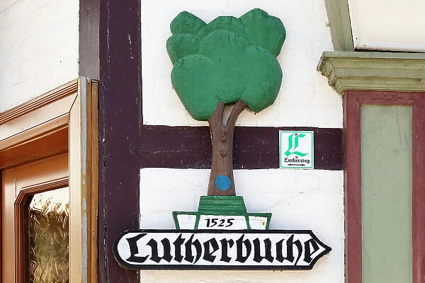 Sign about the Luther beech tree, Stolberg, Harz, Saxony-Anhalt, Germany