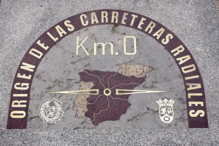 Framed Print : Sign plaque on the street floor marking the kilometre zero from which all the distances Framed Print : Sign plaque on the street floor marking the kilometre zero from which all the distances