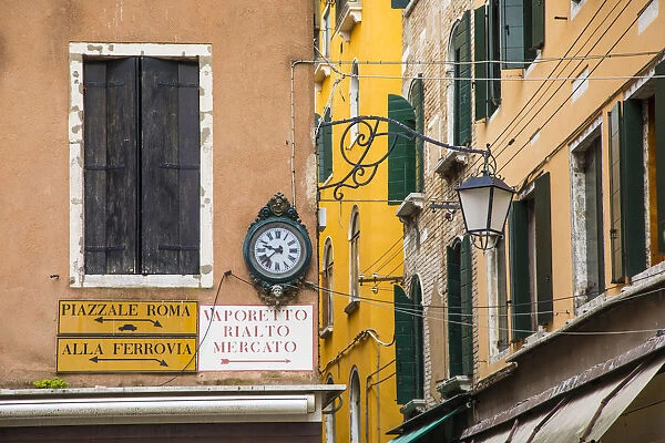 Signs on building in Venice, Veneto, Italy