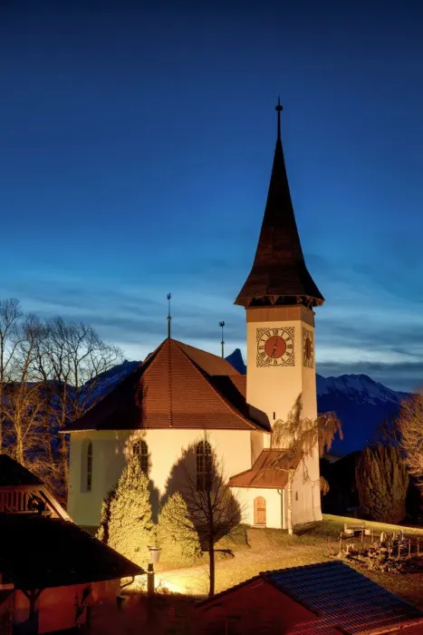 Framed Print : Sigriswil Church at Night, Berner Oberland, Switzerland Framed Print : Sigriswil Church at Night, Berner Oberland, Switzerland
