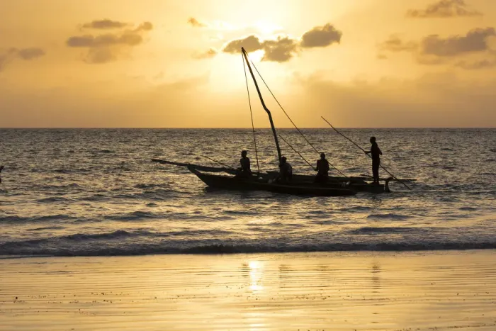 Framed Print : A silhouette of a dhow at sunrise, Matemwe, Zanzibar, Tanzania Framed Print : A silhouette of a dhow at sunrise, Matemwe, Zanzibar, Tanzania