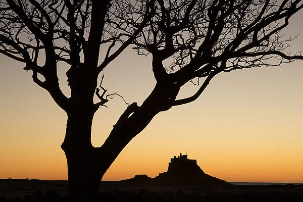 Silhouette of Lindisfarne Northumberland, England