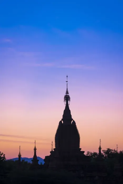 Framed Print : Silhouette of old pagoda against purple sky during sunrise, Bagan, Mandalay Region Framed Print : Silhouette of old pagoda against purple sky during sunrise, Bagan, Mandalay Region
