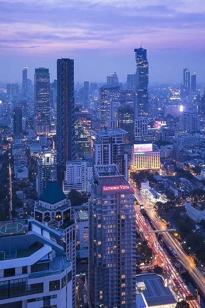 Silom and Sathorn skyline, Bangkok, Thailand