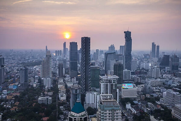 Silom and Sathorn skyline, Bangkok, Thailand
