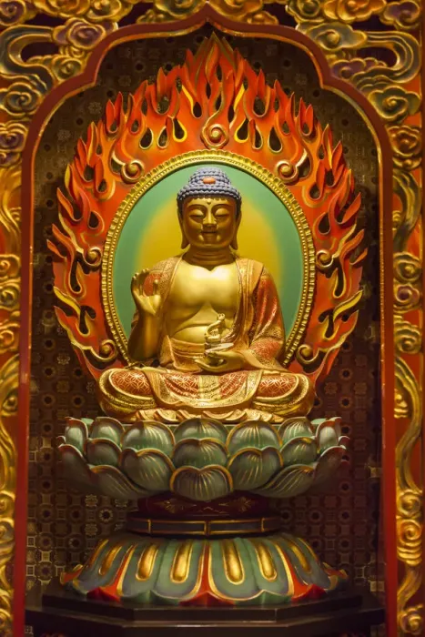 Framed Print : Singapore, Chinatown, Buddha Tooth Relic Temple, temple statues