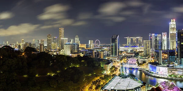 Singapore, Elevated view over Fort Canning Park and the modern City Skyline