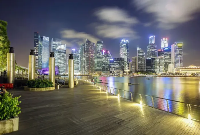 Framed Print : Singapore, Marina Bay, Water and lights show, City Skyline at night Framed Print : Singapore, Marina Bay, Water and lights show, City Skyline at night