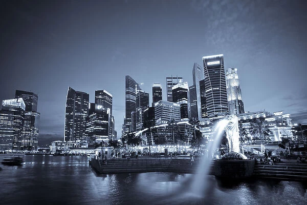 Singapore, Merlion Park and Singapore Skyline